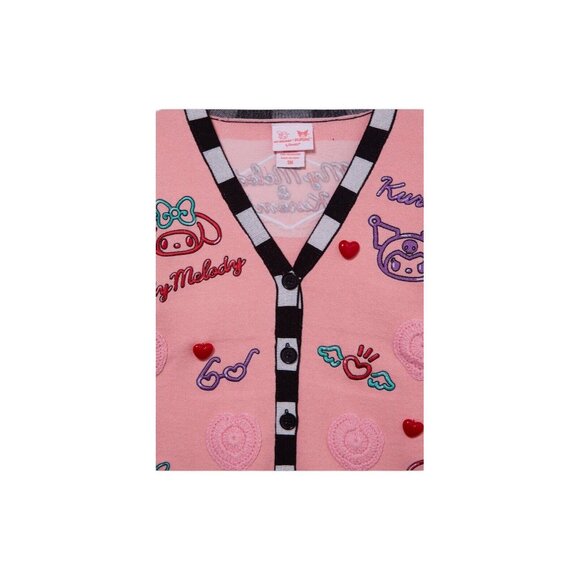 Sanrio My Melody & Kuromi Diner Icons Women's Cardigan Pink Embroidered Size XL - Picture 4 of 8